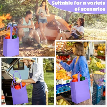 Windyun 50 Pcs Reusable Tote Bag Bulk 8 x 4 x 10 Inch, Light Purple - color: Light Purple