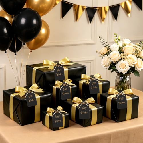 CORNER LACE Black Gold Gift Wrapping Paper Set, Pearlescent Wrapping Paper - color: Black