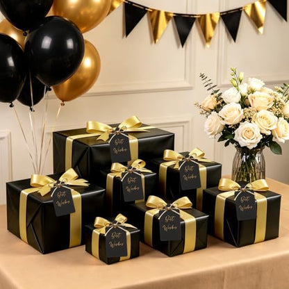 CORNER LACE Black Gold Gift Wrapping Paper Set, Pearlescent Wrapping Paper - color: Black