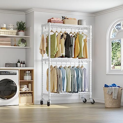 VIPEK R2 Clothing Rack for Hanging Clothes Rolling Clothes Rack Heavy Duty - color: White, size: R2