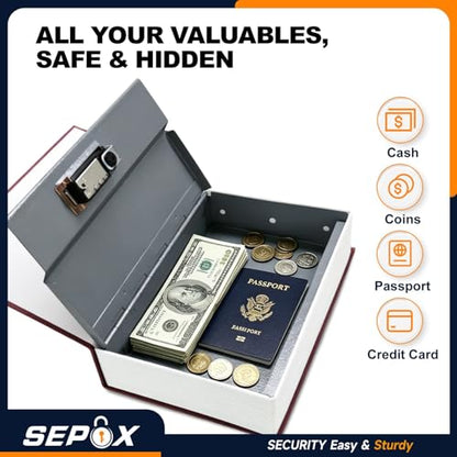 SEPOX® Twins Safe Book Lock Box Real Paper Cover with Larger Steel Interior - color: BlackBlue