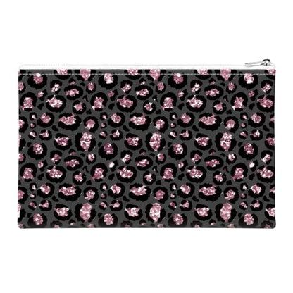 Money Bag with Zipper, Cute PU Leather Cash Bags, Portable Bank Bag Money Pouch for Cash, Coins, Checks, Receipts, Invoices Cosmetics Tools, Deposit Bag for Office Travel, Pink Leopard - color: Pink Leopard