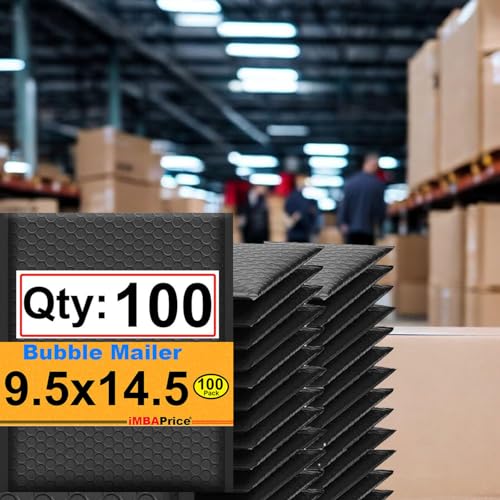 iMBAPrice 9.5x14.5 Inch Black Poly Bubble Mailers, 100-Pack - color: Black Poly Bubble, size: 9.5"x14.5" Poly (100 Envelopes) Value Pack