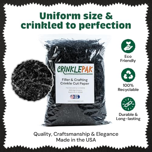 CrinklePak Black Crinkle Paper - 2 LB Gift Basket Filler - color: Black, size: 2 LB