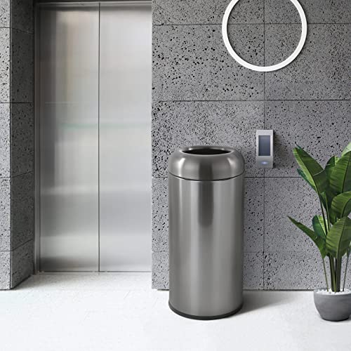 Dyna-Living Large Trash Can Commercial Stainless Steel Garbage Can with Lid - color: Black
