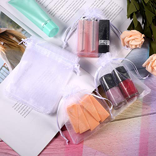 Mudder Organza Gift Bags Wedding Favour Bags Jewelry Pouches, Pack of 100 (4 x 4.72 Inch, White) - color: White