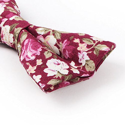 LEVAO Men's Cotton Floral Printing Bow Tie - color: Cb059