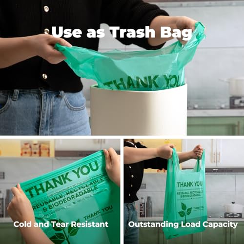FMP Brands Eco Biodegradable Plastic Grocery Bags with Handles