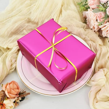 BEISHIDA Hot Pink Wrapping Paper Roll, Metal Matte Solid Color Gift Wrapping Paper for Christmas Wedding Graduation Birthday(17inches X 32.8ft) - color: metallicmatte-hp