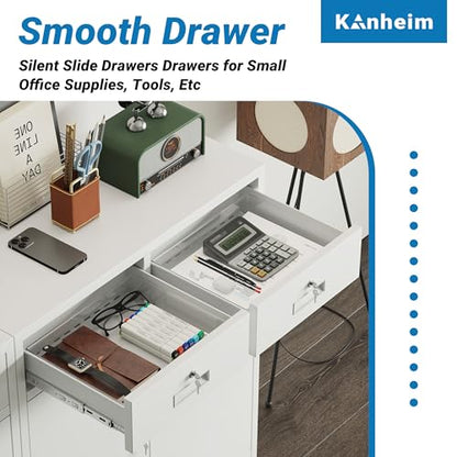 Metal Storage Cabinet, 36" Locking Cabinet with 2 Drawers & Shelves - color: White, size: 36"H×32"W×16"D-2Drawer