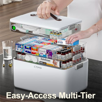 CTIME 4-Tier Medicine Organizer - Portable Medicine Cabinet with Handle - size: Extra Large 4-Tier
