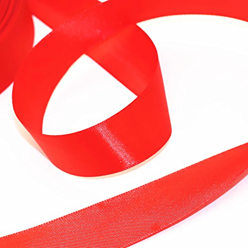 Red Satin Ribbon 1 Inch for Gift Wrapping, 50 Yards in Length - color: Red, size: 1"