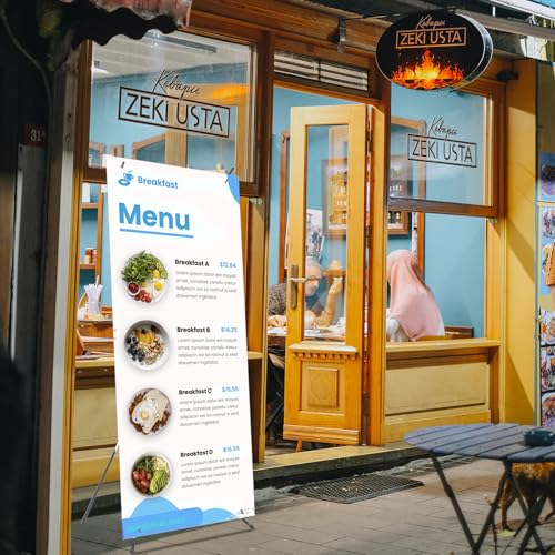 4 Pack X Frame Banner Stand Adjustable Size 23"X63" to 32"X78" with Portable Retractable Carrying Bag, Customize Banner Stand for Trade, Show Exhibition Market and Store Display