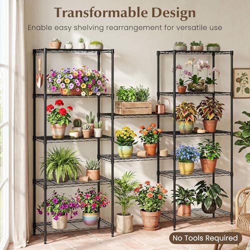 Giantex 6-Tier Storage Shelves, Adjustable Wire Shelf Rack w/4 Removable Hooks, Sturdy Steel Commercial Shelf, Heavy Duty Metal Shelving Unit for Kitchen, Garage, Pantry, Restaurant - size: 23.5"L x 13.5"W x 59"H 6T