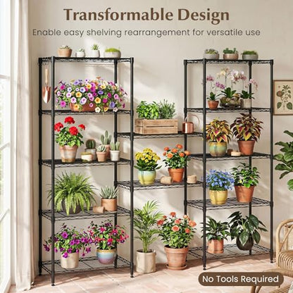 Giantex 6-Tier Storage Shelves, Adjustable Wire Shelf Rack w/4 Removable Hooks, Sturdy Steel Commercial Shelf, Heavy Duty Metal Shelving Unit for Kitchen, Garage, Pantry, Restaurant - size: 23.5"L x 13.5"W x 59"H 6T