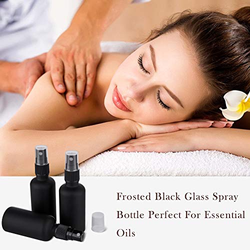 2oz Frosted Black Glass Spray Bottles for Essential Oils, Set of 3 - color: Frosted Black