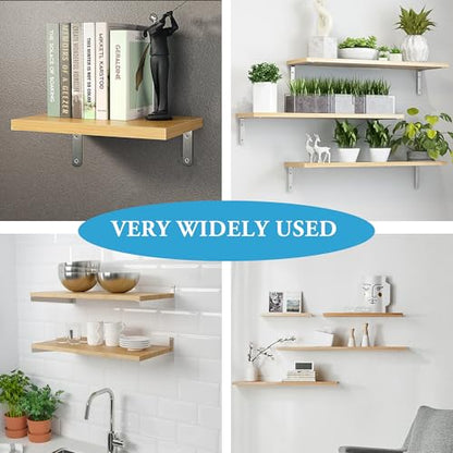Alise 12Pcs Floating Shelf Brackets, 5x3in Heavy Duty L Bracket for Shelves - color: Brushed Nickel, size: (12P) 5x3x0.72 inch