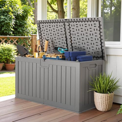 Devoko HDPE 240 Gallon Deck Box Double-Wall with Divider - color: Grey, size: 240 Gallon 1 Pack