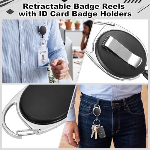 2 Pack Retractable Badge Reel with Permanent Locking Id Holder, Black - style: 2 Set Permanent Locking