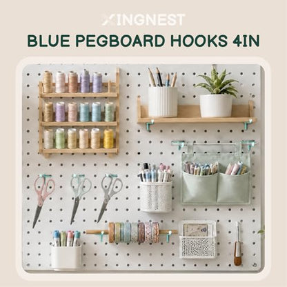 50-Pack Blue Pegboard Hooks 4 Inch - Fits 1/8 and 1/4 Inch Boards - color: Blue, size: 4 Inch