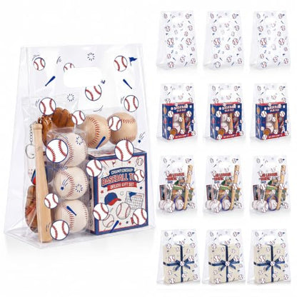 Pasimy 12 Pcs Baseball Gift Bags with Handles, Clear Baseball Plastic Bags - style: Clear Baseball
