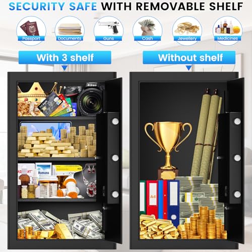27.56"H Steel Safe Box, 6.0 Cuft Home Safes with Fireproof Waterproof Bag - size: 6.0 Cuft