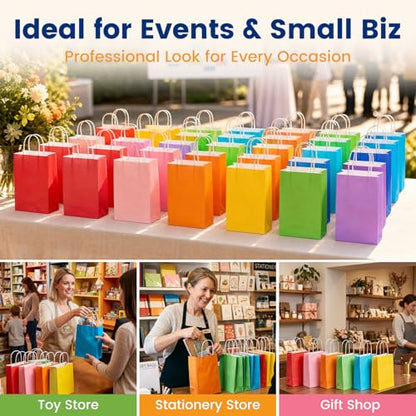 LovesTown 24 Pack Small Gift Bags with Handles, 8 Colors - size: Medium