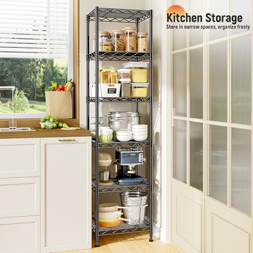DurayLoly 63.8" H 6-Tier Narrow Storage Shelves, 265lbs, Adjustable, Pantry - size: 15.8"W x 11.8"D x 63.8"H