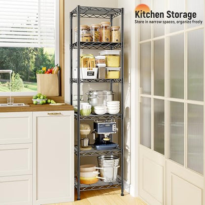 DurayLoly 63.8" H 6-Tier Narrow Storage Shelves, 265lbs, Adjustable, Pantry - size: 15.8"W x 11.8"D x 63.8"H