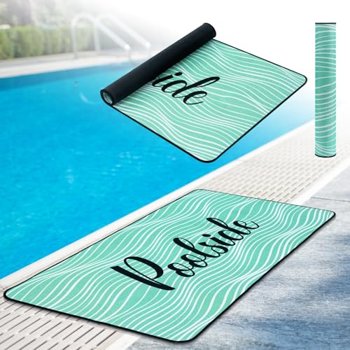 Tinideya Pool Deck Mats Non Slip Rubber with Drainage,Teal,23.62" X 47.24" - color: Teal, size: 2' x 4' (Rectangular)