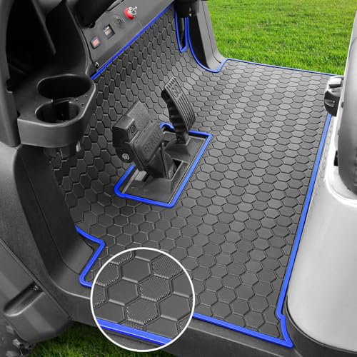 Club Car Precedent Golf Cart Full Coverage Floor Liner Mat, Fits Club Car Precedent (2004-2023), Onward & Tempo (2017-2023), Villager & V4L (2019-2023), Durable Anti-Slip Rubber - color: Black Blue