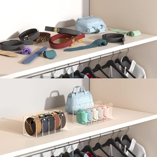 FEMELI Acrylic Belt Organizers Holders for Closet 5-Slots Belt Storage Box - size: 5-Compartments