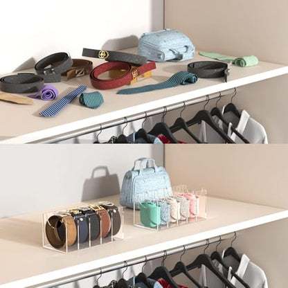 FEMELI Acrylic Belt Organizers Holders for Closet 5-Slots Belt Storage Box - size: 5-Compartments