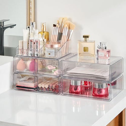 Vtopmart 5 Tier Clear Makeup Organizer with 6 Drawers - style: 5 Tier (2 Sizes Drawer)