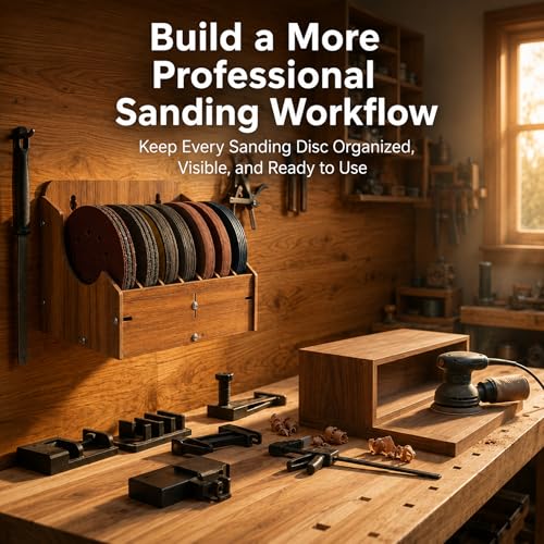 5" Sandpaper Organizer Sanding Disc Storage Holder for 5 Inch, 8-Slot Sanding Disc Storage Rack with Labels, Wall Mount or Benchtop for Grinding Discs, Flap Discs, Wheels, Excluding Sandpaper - style: 1 Pack
