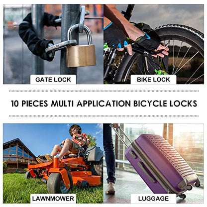 Hotop 10Pcs 4 Ft Bike Lock Cable Combination,Preset Bike Lock High Security - size: 4 Feet