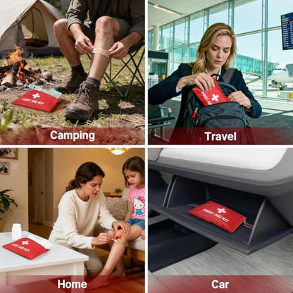 Empty First Aid Pouch Durable for Building Your Own Kit (2Pack) - color: Red, Pack of 2