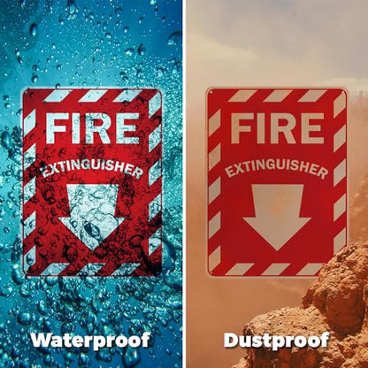 (2 Pack) Fire Extinguisher with Arrow OSHA ANSI Sign 5 Inch X 3.5 Inch Vinyl Label Decal Sticker Weather Resistant, UV Protected for Workplace, Business, and Construction Site, Made in the USA