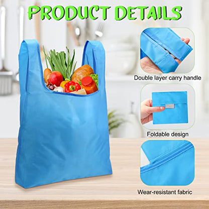 Eccliy 24 Pcs Reusable Grocery Bags Shopping Bags Foldable, Solid Style - style: Solid Style