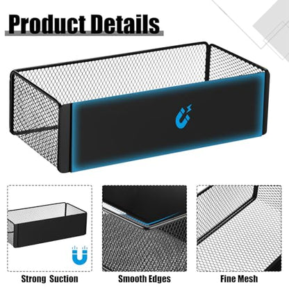 Tioncy 4 Pcs Magnetic Storage Bin Magnetic Locker Organizer for Pegboard Refrigerator Shelves Basket Container Wire Storage Holder for Kitchen Home Whiteboard(Black,10.6''l) - size: 10.6''L