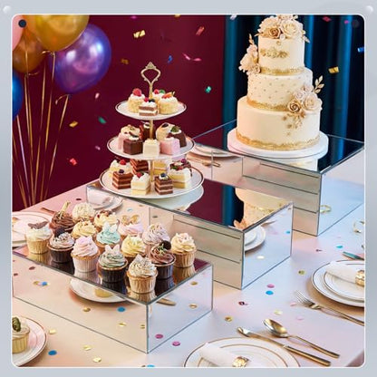 3 Pack Extra Large Silver Acrylic Buffet Risers 14” 13” 12” Cubes - color: Silver, style: Cube
