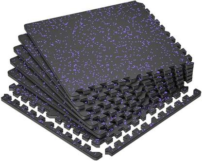 SUPERJARE 0.79'' Extra-Thick 6 Pcs 24 Sq Ft Exercise Equipment Mats - color: Black/Purple, size: 6 Tiles (24 Sq Ft)