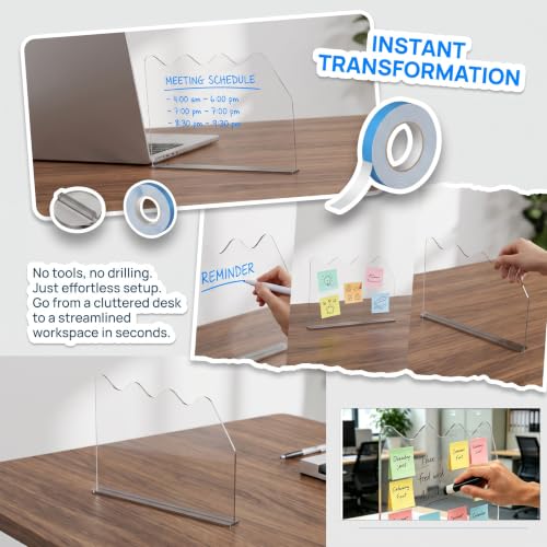 4 Pack Monitor Sticky Note Holder and Computer Memo Board, Clear Desk Stand