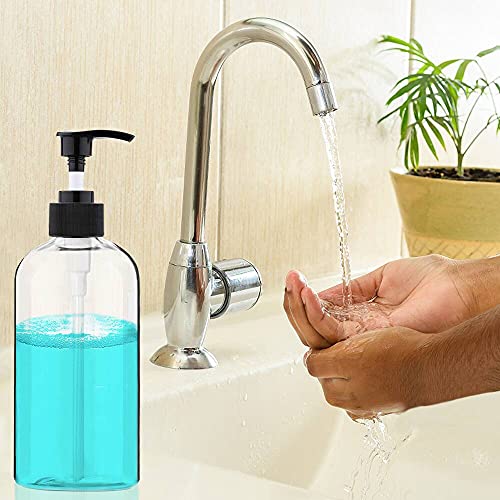 Empty Plastic Pump Bottles Dispenser 4 Pack 16oz/500ml Portable Clear BPA-Free Cylinder Shampoo Lotion Hand Pump Bottle Durable Refillable Containers - size: 16.9 Oz, 4 Pack