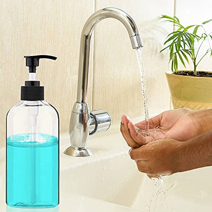 Empty Plastic Pump Bottles Dispenser 4 Pack 16oz/500ml Portable Clear BPA-Free Cylinder Shampoo Lotion Hand Pump Bottle Durable Refillable Containers - size: 16.9 Oz, 4 Pack