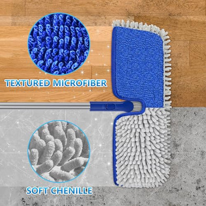 Reusable Mop Pads for Enspoway Dust Mop: Double-Sided Microfiber Refills - color: Blue Gray, size: 15" Mop Pad
