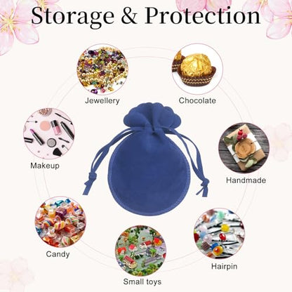 uxcell 20pcs Small Velvet Drawstring Pouches, 3.5"x4.7" Jewelry Bags, Blue - color: Blue, size: 3.5" x 4.7"