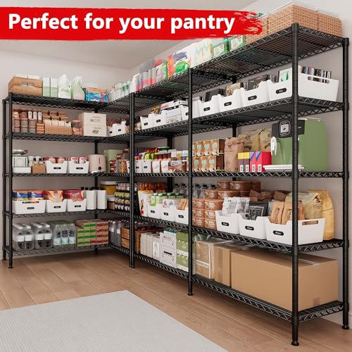 REIBII 5-Tier Heavy Duty Metal Shelving, 1500LBS 72.4" H Storage Shelf - style: Black-15.8" Dx61.7" Wx72.4" H-5 Tier