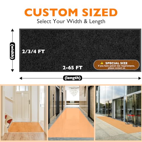 koloko 2ft x 9ft Durable Dirt Trapper Front Door Mat Outside Entrance - color: Black Stripe, size: 2 FT x 9 FT
