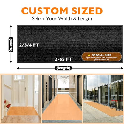 koloko 2ft x 9ft Durable Dirt Trapper Front Door Mat Outside Entrance - color: Black Stripe, size: 2 FT x 9 FT